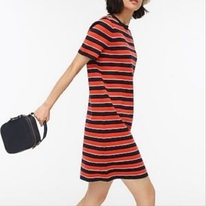 J. Crew Orange and Blue Striped Re-imagined Wool Blend Sweater Dress. Size Small